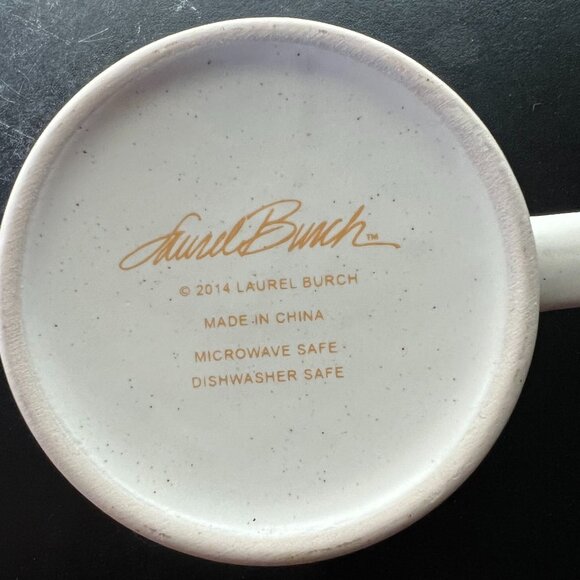 Laurel Burch Mug w/ Art of Lady w/ Bird Crown & Soulful Proverb ~ Metallic Gold - Picture 11 of 13